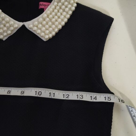 Betsey Johnson black fit and flare dress with pearl collar size 2 - Picture 11 of 13